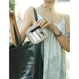 Popvibe Clear Makeup Bag Travel Cosmetic Case Transparent Toiletry Bag with Zipper, Portable Make Up Organizer Traveling Compact Car Bag for Essentials, Stone, Mini