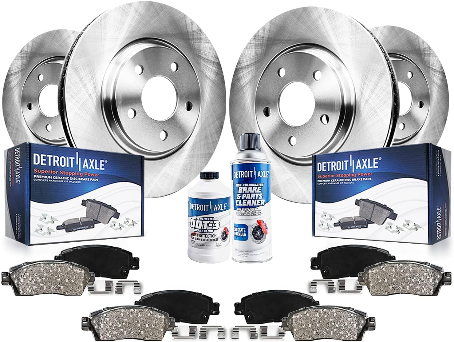 Detroit Axle - 10pc Brake Kit for Audi A6 A7 A8 Quattro S7, Disc Brake Rotors Ceramic Brakes Pads Replacement : 14.02" inch Front and 12.99" inch Rear Rotors