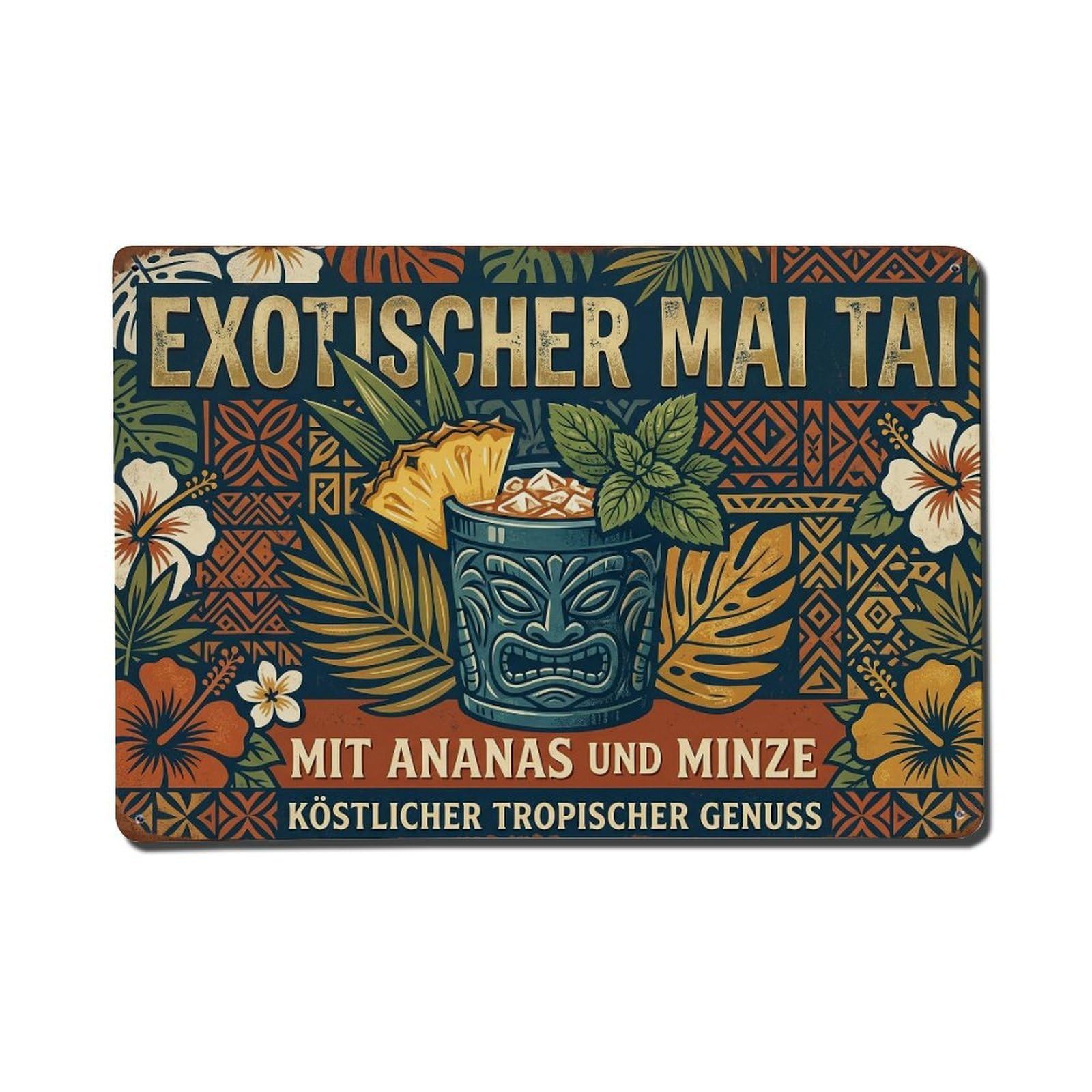 Caribbean Inspiration Classic Mixology Drink Recipe Metal Tin Sign Plaque Wall Decor for Cafe, Man Cave, Club Bar, Office, Home Garden Round Metal Poster 8x12Inch