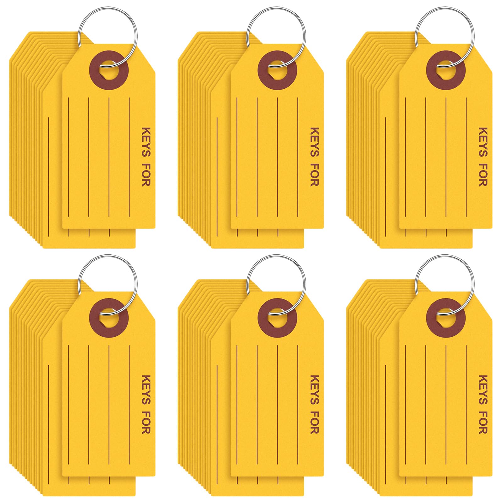 Affrolling 500 Pcs Key Tags with Rings 1.38 x 2.76 Inches Key Chain Tags Labels for Box Keychain Office Shop Car Supplies (Yellow)