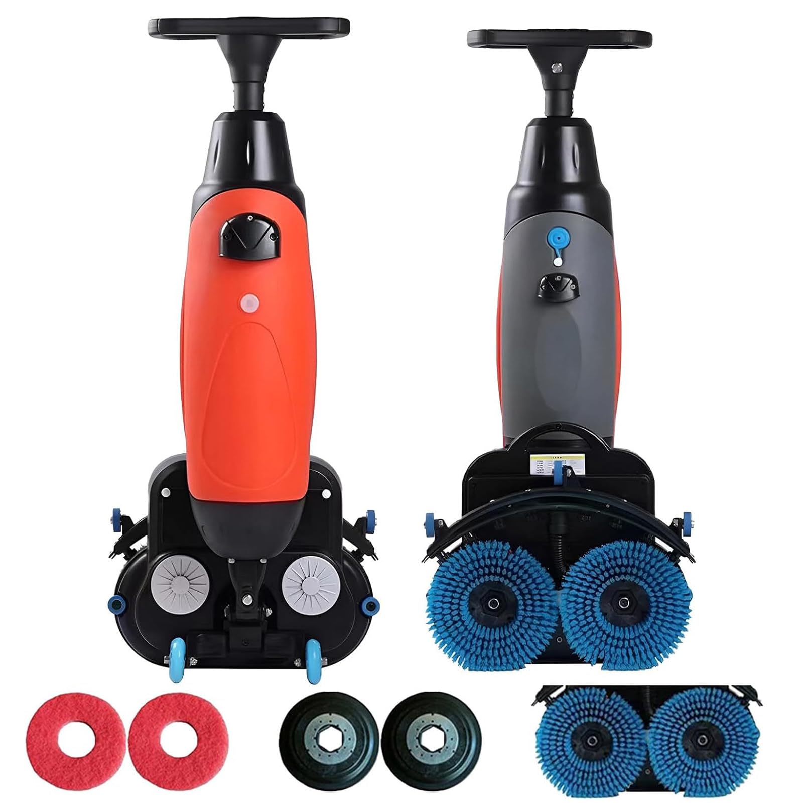 Lavapavimenti Professionale da 17" Doppie Spazzole Rotanti, 240 Giri/min, Copertura 1200 M²/H, Batteria al Litio Ricaricabile Senza Fili, per Pavimenti in Legno, Piastrelle Red
