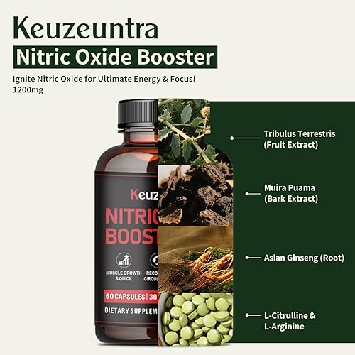 Miniatura 2 de Suplementos de óxido nítrico para hombres  Refuerzo de óxido nítrico con L-Arginina, L-Citrulina Complejo y Panax Ginseng  Apoya la energía y la