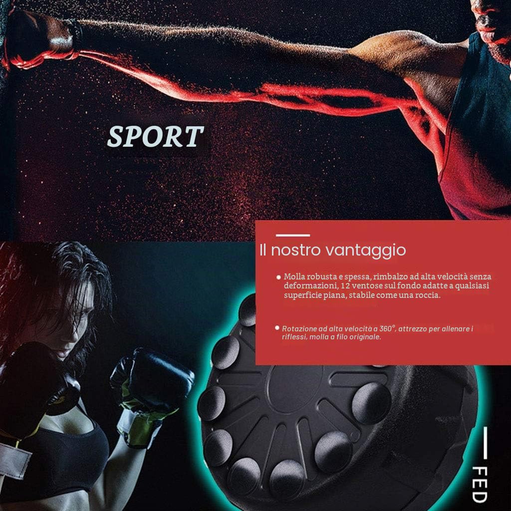 Sacco da boxe con supporto per adulti - Palla reflex Cobra sacco interno rimbalzo 90°, regolazione altezza 145~180cm
