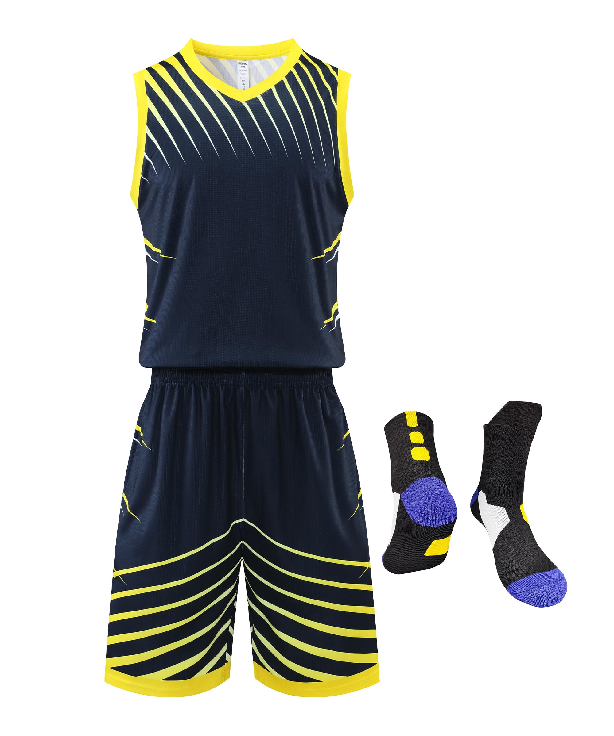 Boys Girls Basketball Jersey Shirt and Shorts with Matching Basketball Socks