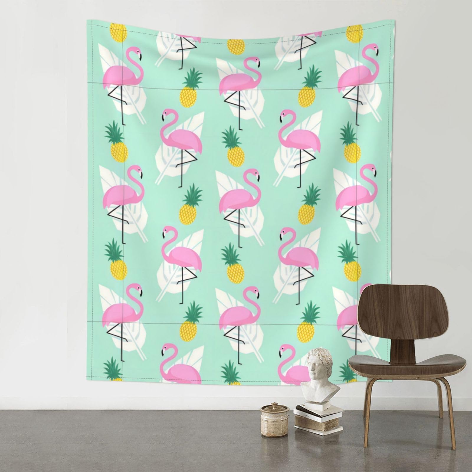 YYHHAOFA pink flamingo pineapples Prints 60x51in Wall Tapestry – Durable Polyester Throw for Dorm, Beach, & Home Decor