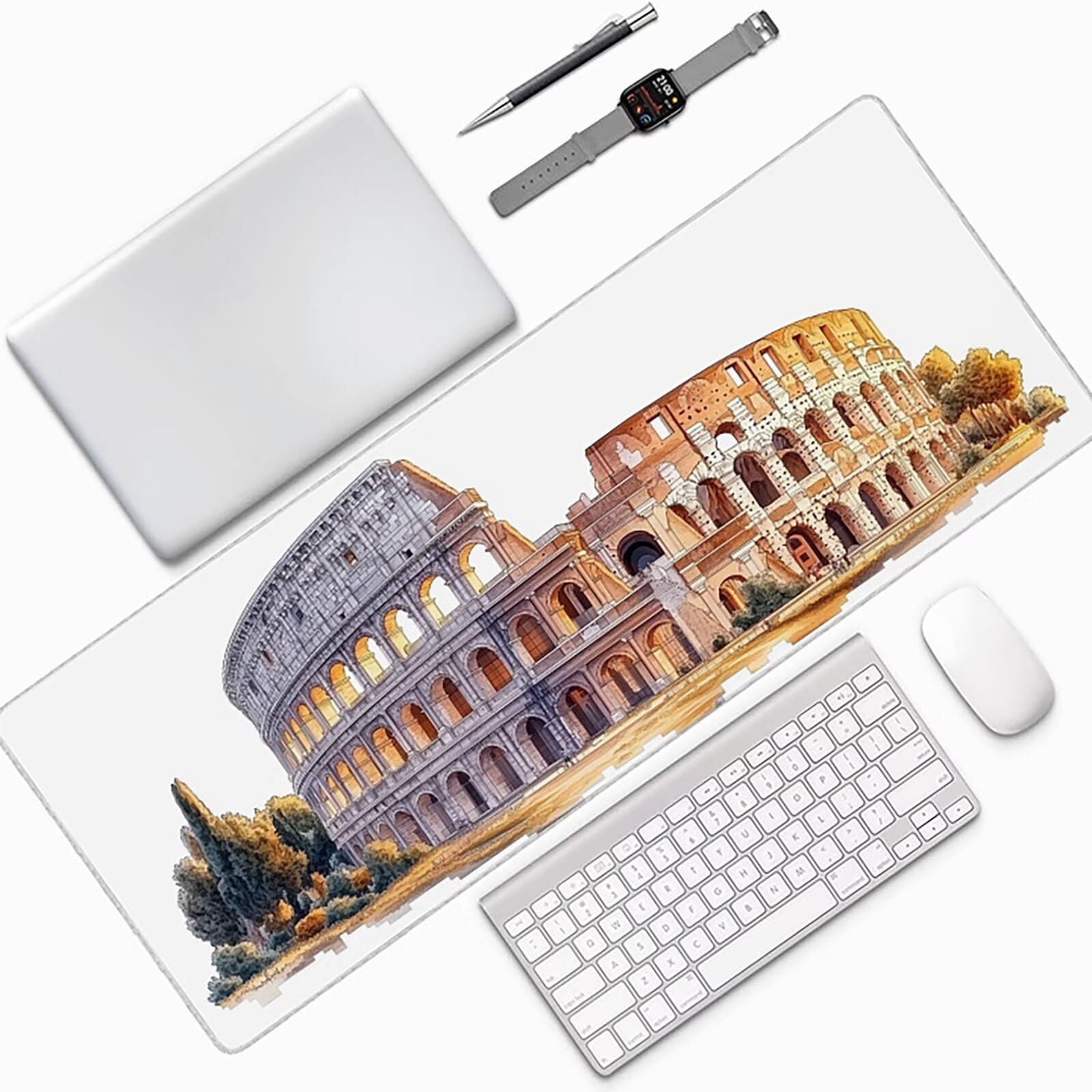 Podkładka pod mysz Biurko Biała Podkładka Pod Mysz XXL 1600x800x3mm, Architektura Gamingowa Podkładka Pod Myszkę, Poprawia Dokładność I Prędkość, Wodoodporna Podkładka Na Biurko Dla Graczy Akcesoria