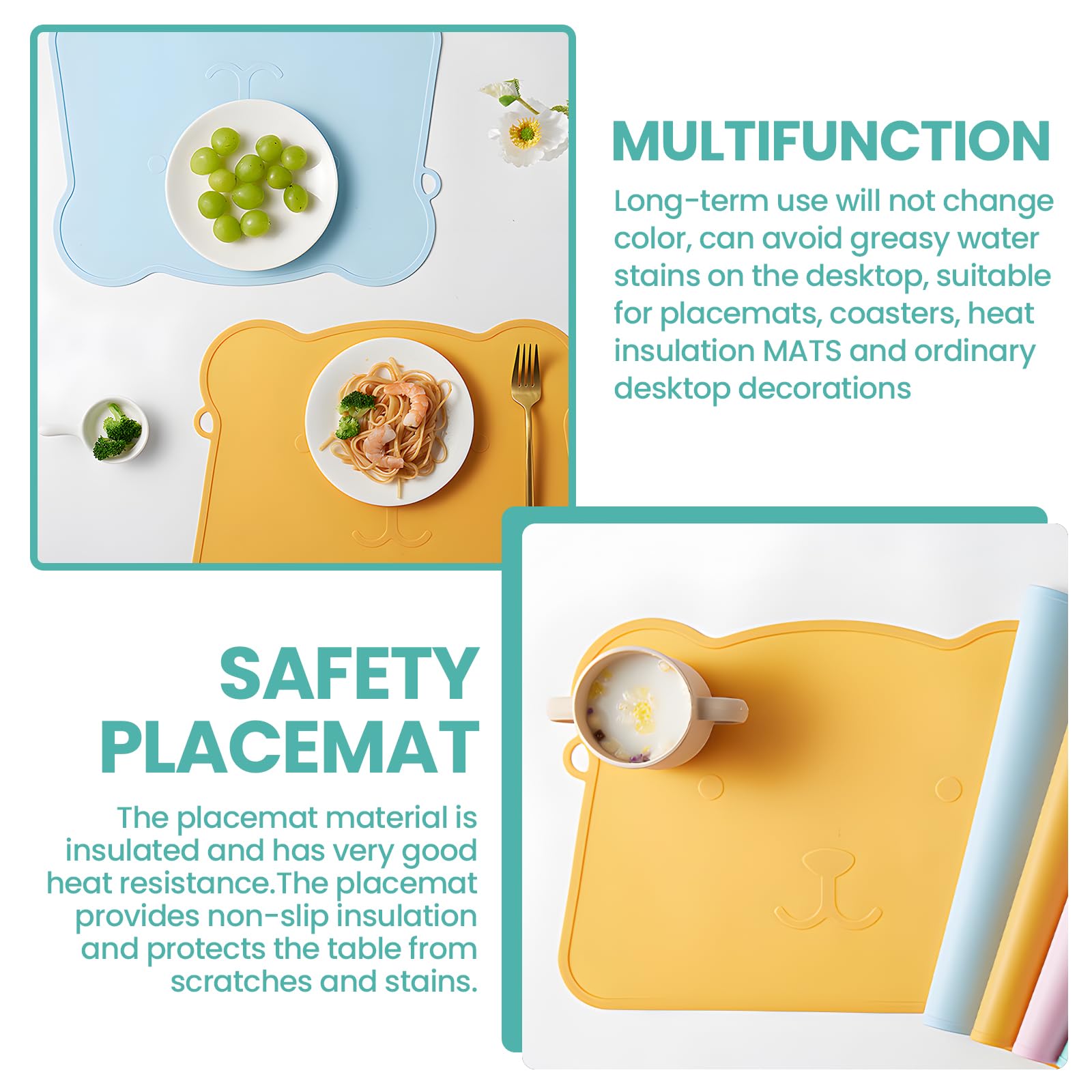Set de Table en Silicone pour Enfants et Bébés - 3 Tables pour Tout-Petits