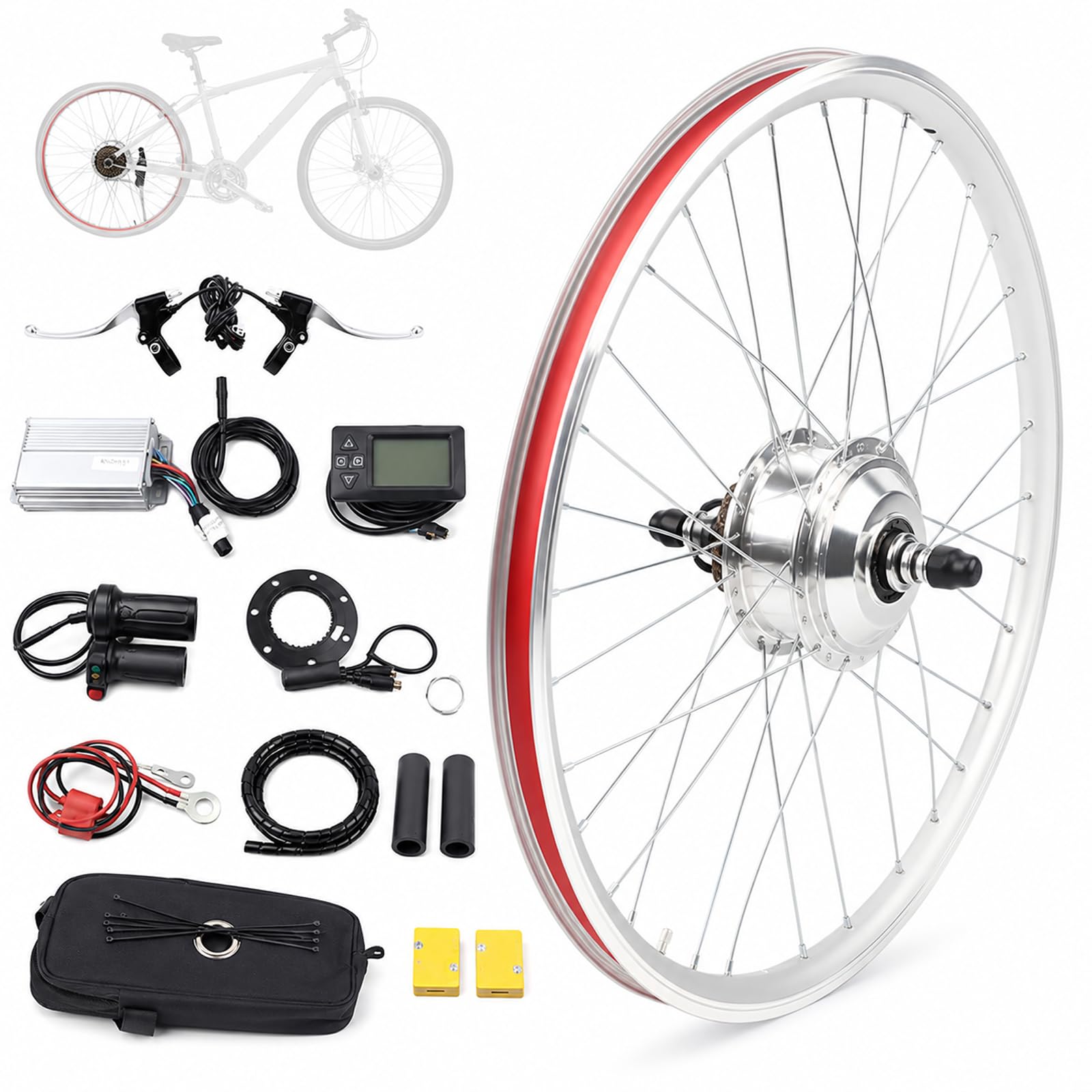 Kit di conversione per bicicletta elettrica, 26 pollici, kit di conversione per bicicletta elettrica da 36 V, 360 W, per ruota posteriore, motore a mozzo per Pedelec