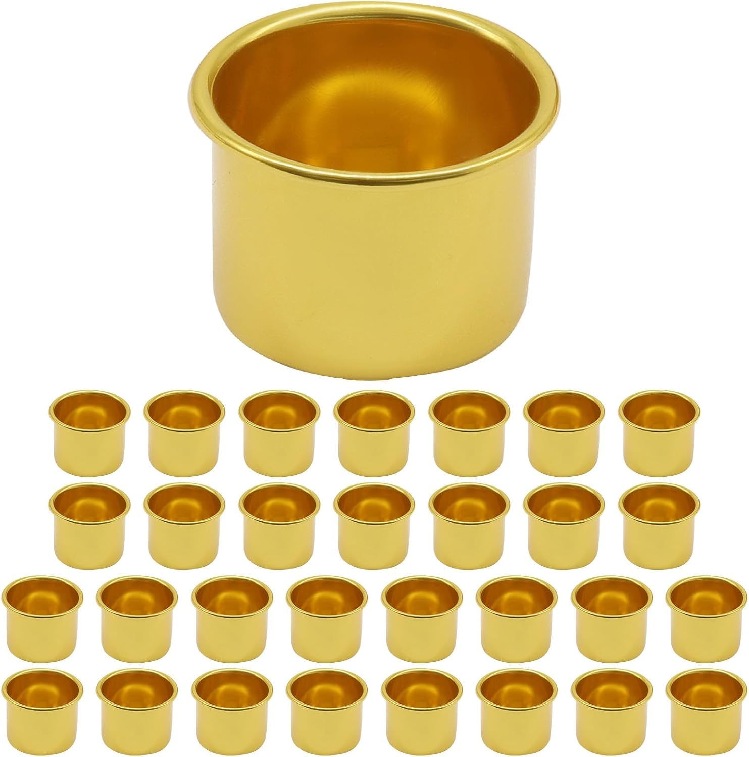 Piutouyar Gold Candle Holders, 30 Pcs, 26mm OD x 23mm ID