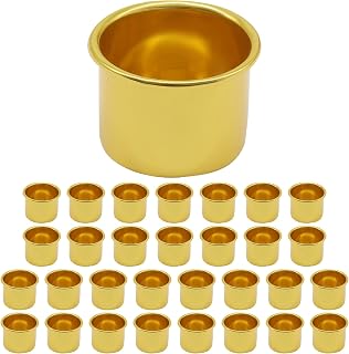 Piutouyar Gold Candle Holders, 30 Pcs, 26mm OD x 23mm ID | Candlestick Holder Cup, Candle Drip Protectors, Decorative Container