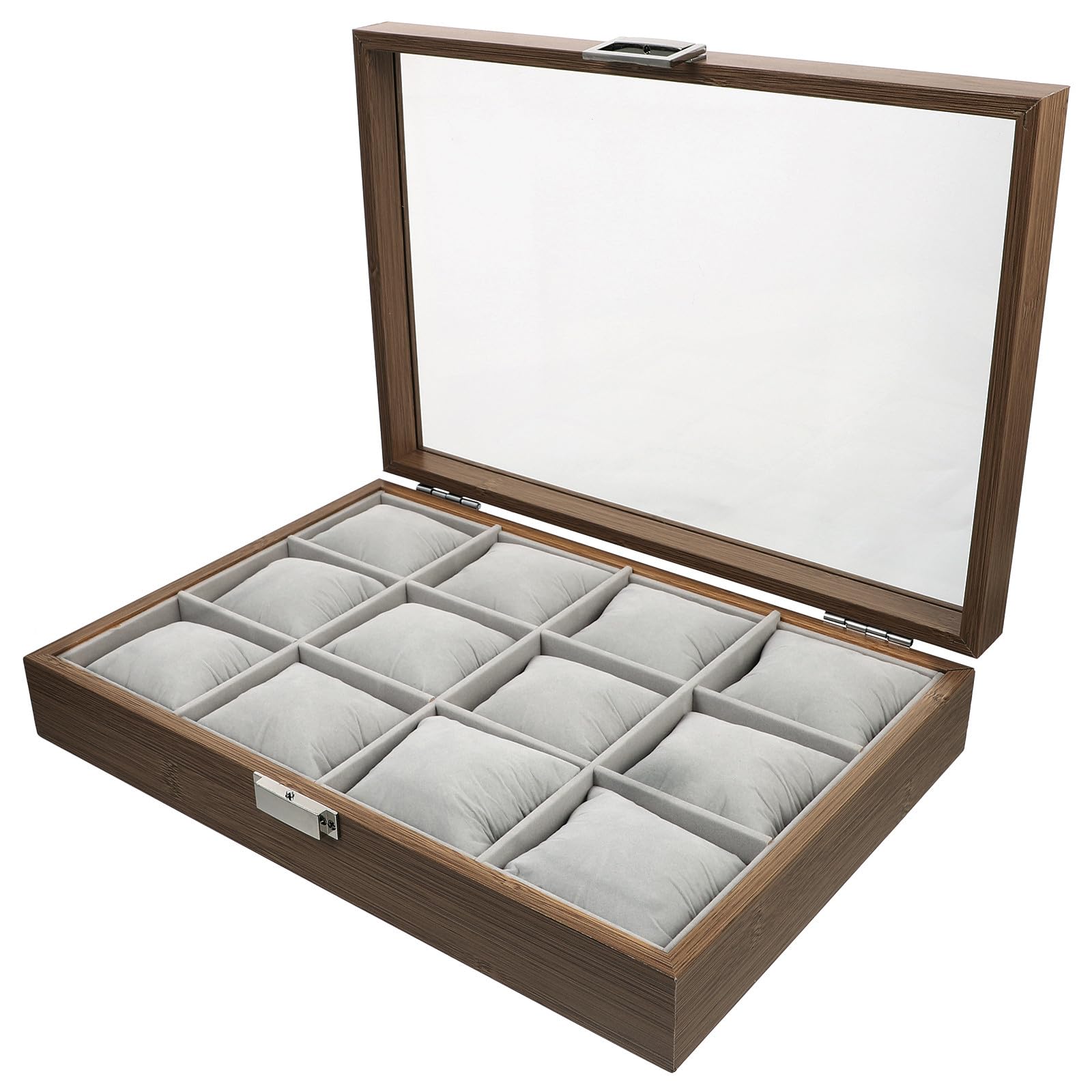Scatola Cuscini 12 Scomparti Grandi in Morbidi e Legno Organizer per Rimovibili Decorativa Orologi per Uso Personale e Esposizione Gioielli