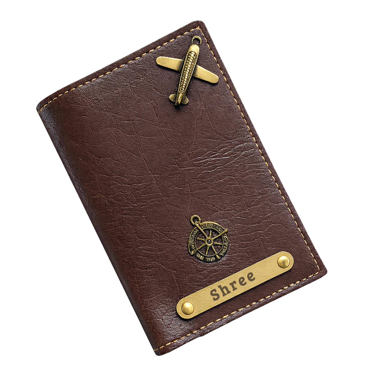SCPmarts Personalised Leather Passport Cover with Name & Charm – Travel Wallet Holder for Men & Women | Premium Nexon Leather Travel Accessory | Gift for Travelers (Brown)-image-34