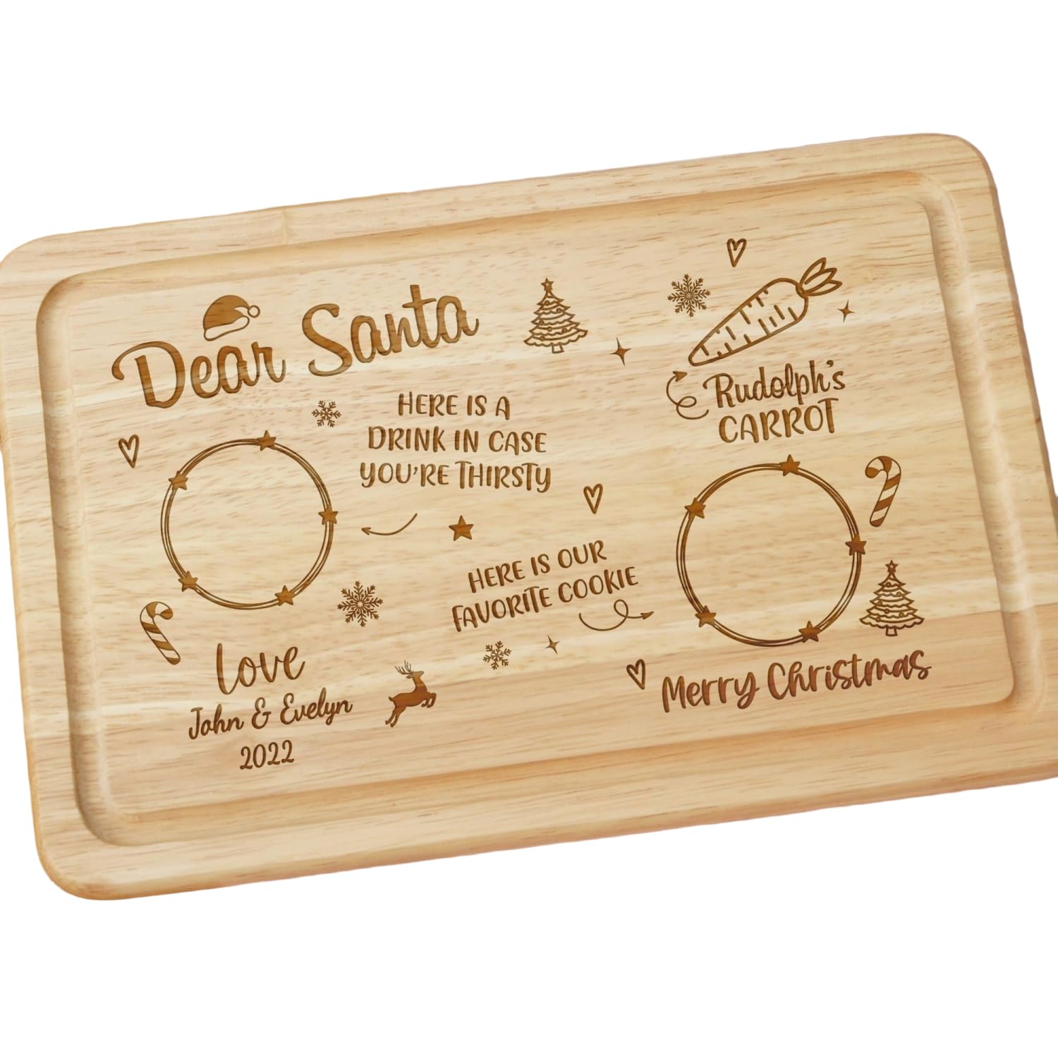 Personalised Engraved Santa's Wooden Board Father Christmas Xmas Eve Treat Plate Santa Wooden Board Santa Plate Santa Snack Board