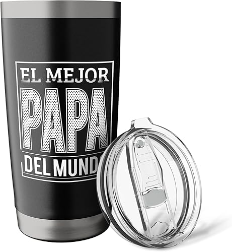 Miniatura 5 de El Mejor Papa del Mundo - Vaso aislado de acero inoxidable con diseño de papá mexicano español