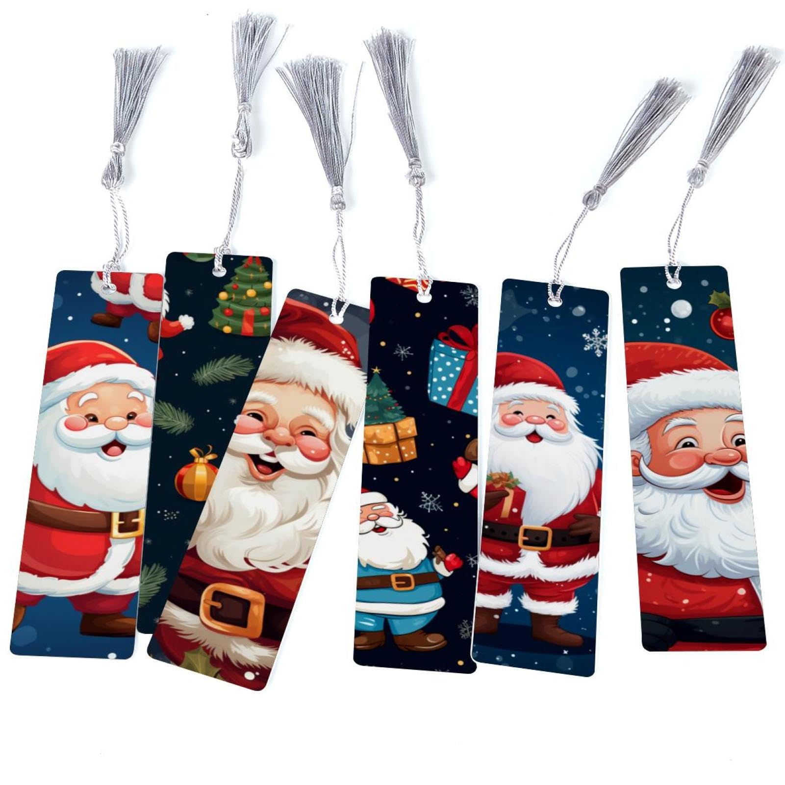 Marque-page Père Noël lot de 6 avec pompon à offrir aux passionnés de lecture - 8
