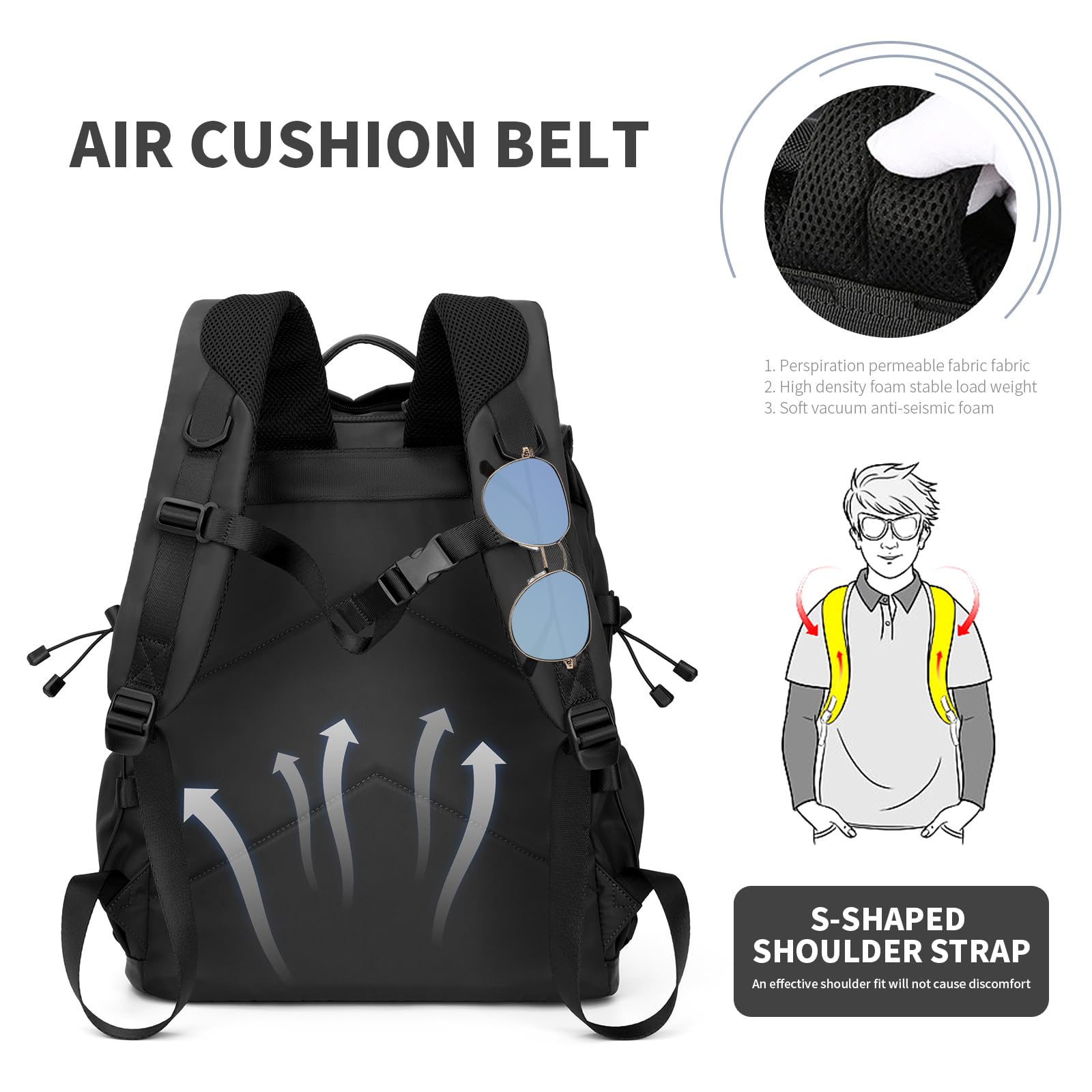 BJIAX Zaino Uomo Zaino per PC Portatile, 15,6 Pollici Zaino Porta PC Zaino da lavoro, 30 litri Impermeabile Zaino per Laptop, Notebook, Viaggio Ufficio università, Regalo Uomo & Donna