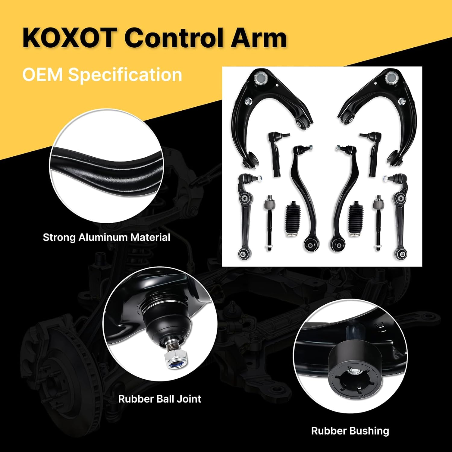 12Pcs Front Lower Upper Control Arm Tie Rod End for Ford 2010 2011 2012 Fusion, for Mercury 10 11 Milan, for Lincoln 11 12 MKZ K620149 K620635 K620636 K620492 K620493 ES800797 ES800798 EV800774