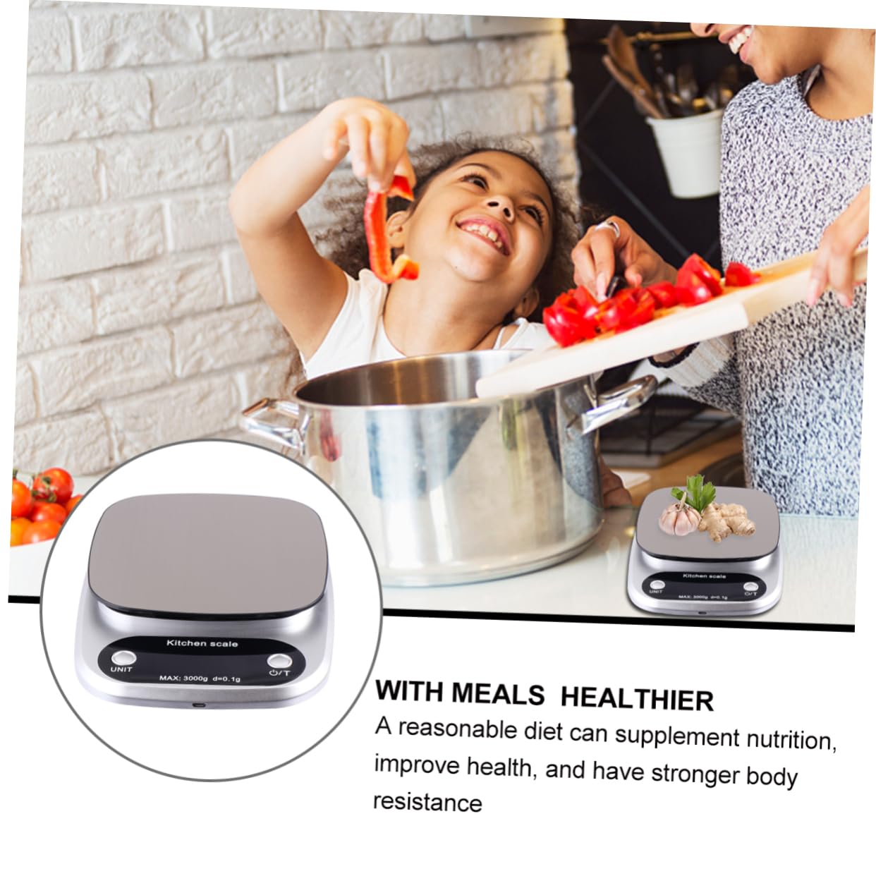 SHOWERORO Herramienta De Medición Digital Báscula De Cocina Acero Inoxidable Precisión Lcd Recargable Ligera