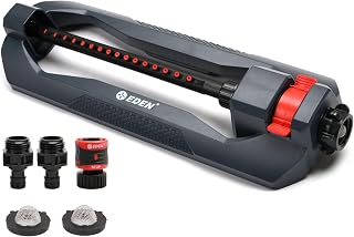 Eden 96213 Turbo Oscillating Sprinkler - 16 Clog-Resistant Nozzles, 3600 sq ft Coverage, Adjustable Range, Weighted Base & Quick Connect