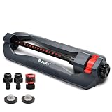 Eden 96213 Essential Turbo Oscillating Water Sprinkler, Covers Up to 3,600 sq ft, 16 Nozzles, Weighted Base, Adjustable Range, Quick Connect Bundle, Dark Grey, Red, Silver