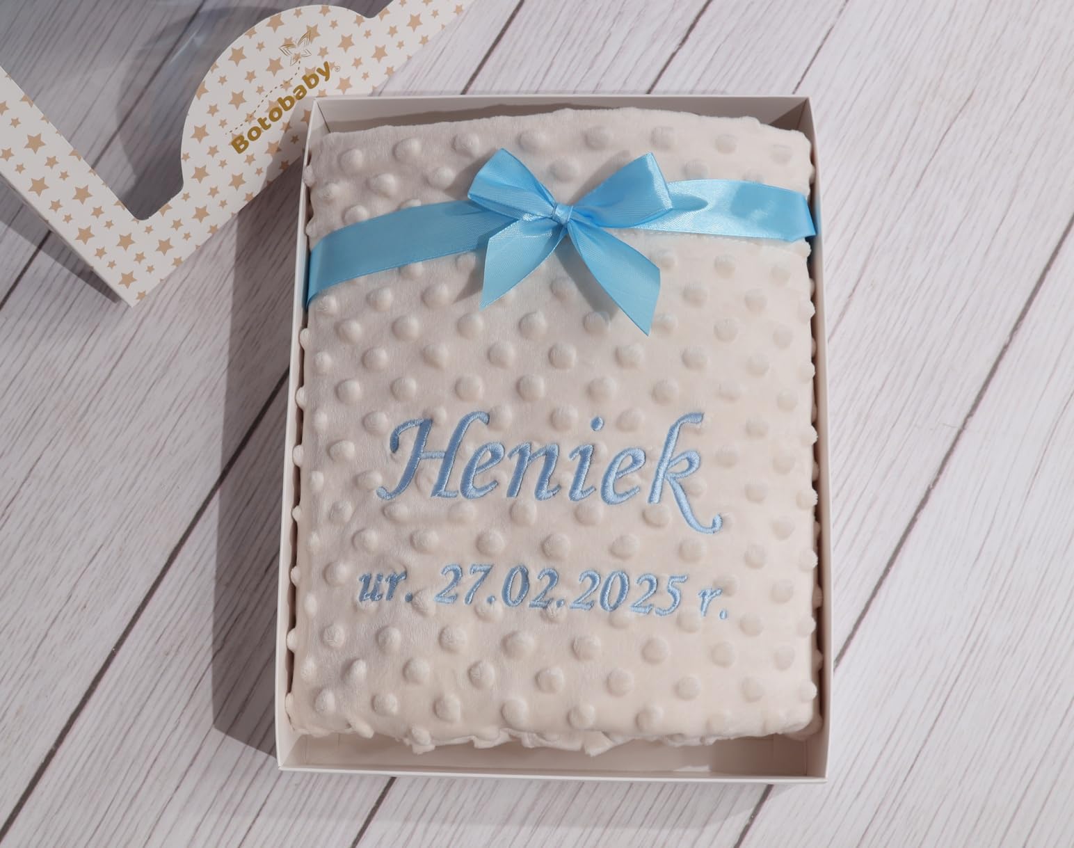 Generisch Geschenk-Set New Baby ★ Babydecke mit Namen ★ Baby-Shower ★ Geburt ★ (Beige - Decke)