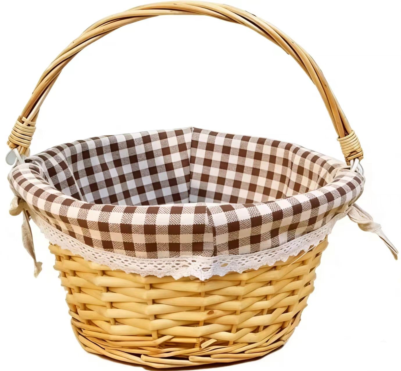 Oypeip Easter Basket, Nature Easter Baskets for Kids, Large Wicker Easter Basket Empty with Handle, Basket Tags, Woven Rope Egg Easter Baskets for Boys Girls Babies Toddler Infant, picnic basket