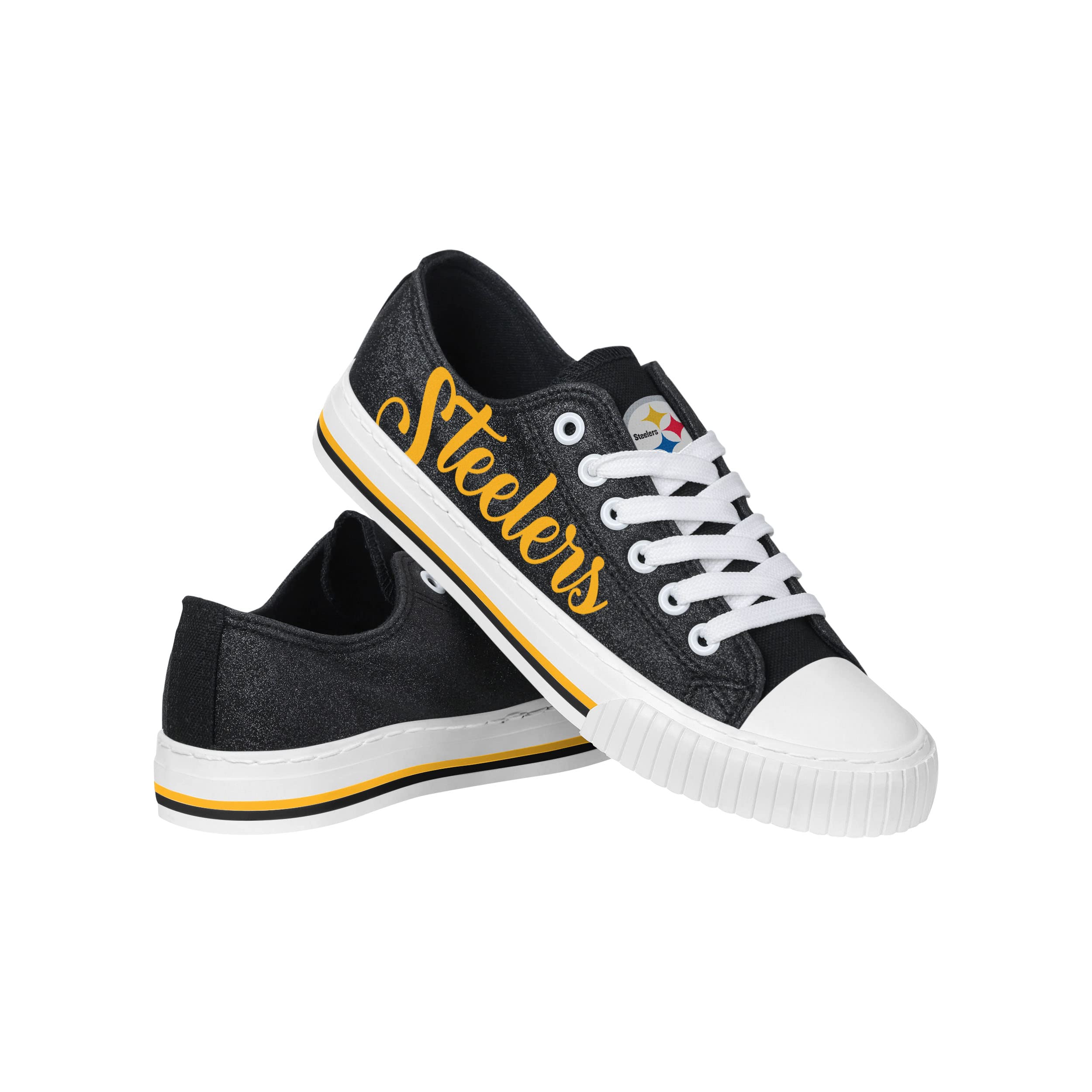 FOCO Womens NFL Team Logo Ladies Fashion Color Glitter Low Top Canvas Sneakers Shoes