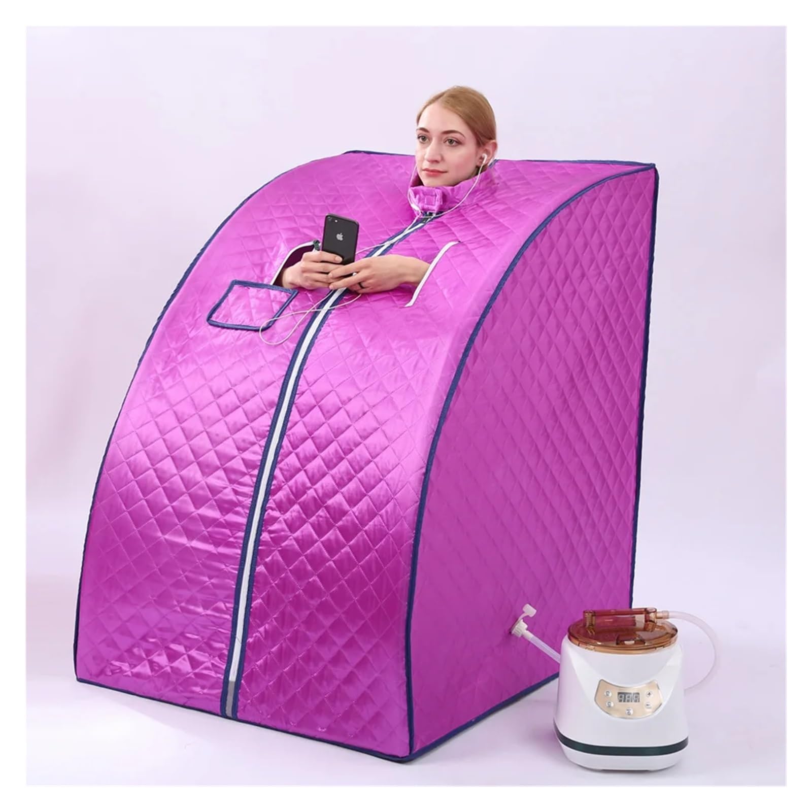 Remote Portable One Person Infrared Suitable Indoor Sauna Room For Family(Silver)