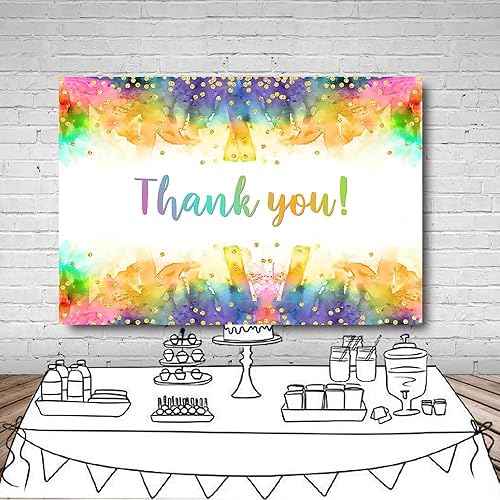 Miniatura 4 de MEHOFOND Telón de fondo de fiesta de salpicaduras artísticas de 7 x 5 pies, pintura de agradecimiento, arco iris, decoraciones coloridas para