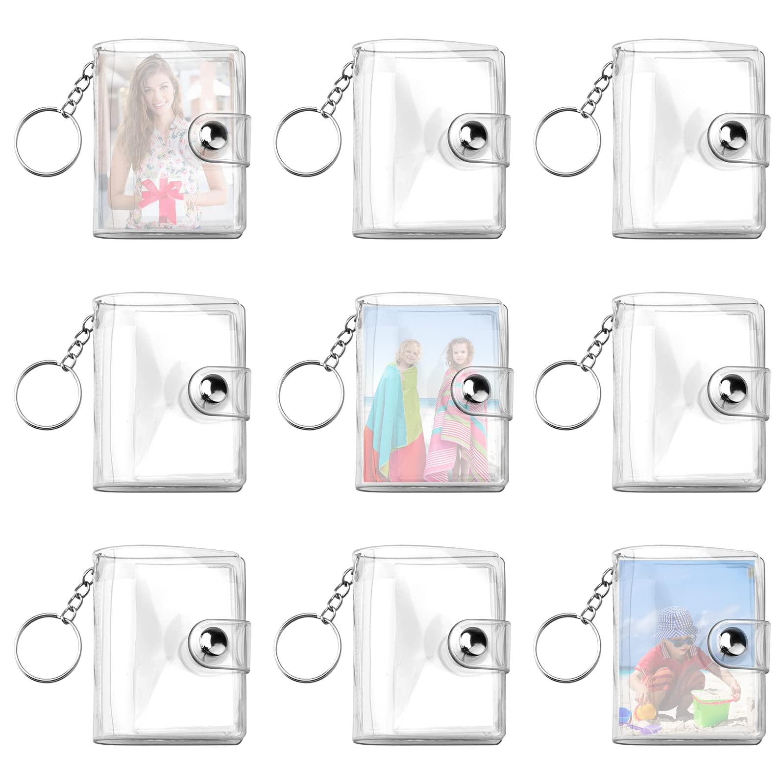 9 mini album fotografico trasparente, 2 pollici, piccolo portachiavi con 20 tasche, album fotografico, porta carte per album fotografico fai da te