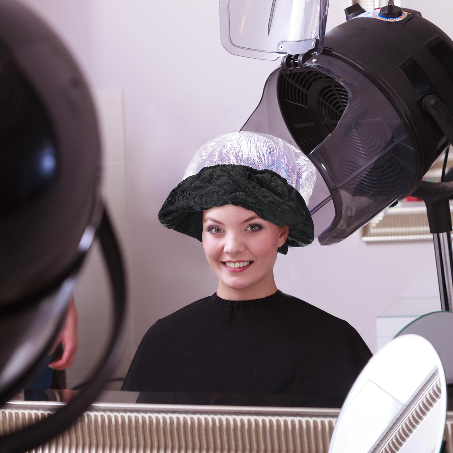 2 Pcs Hair Dryer Heat Shield with 10 Disposable Plastic Hoods(Black)
