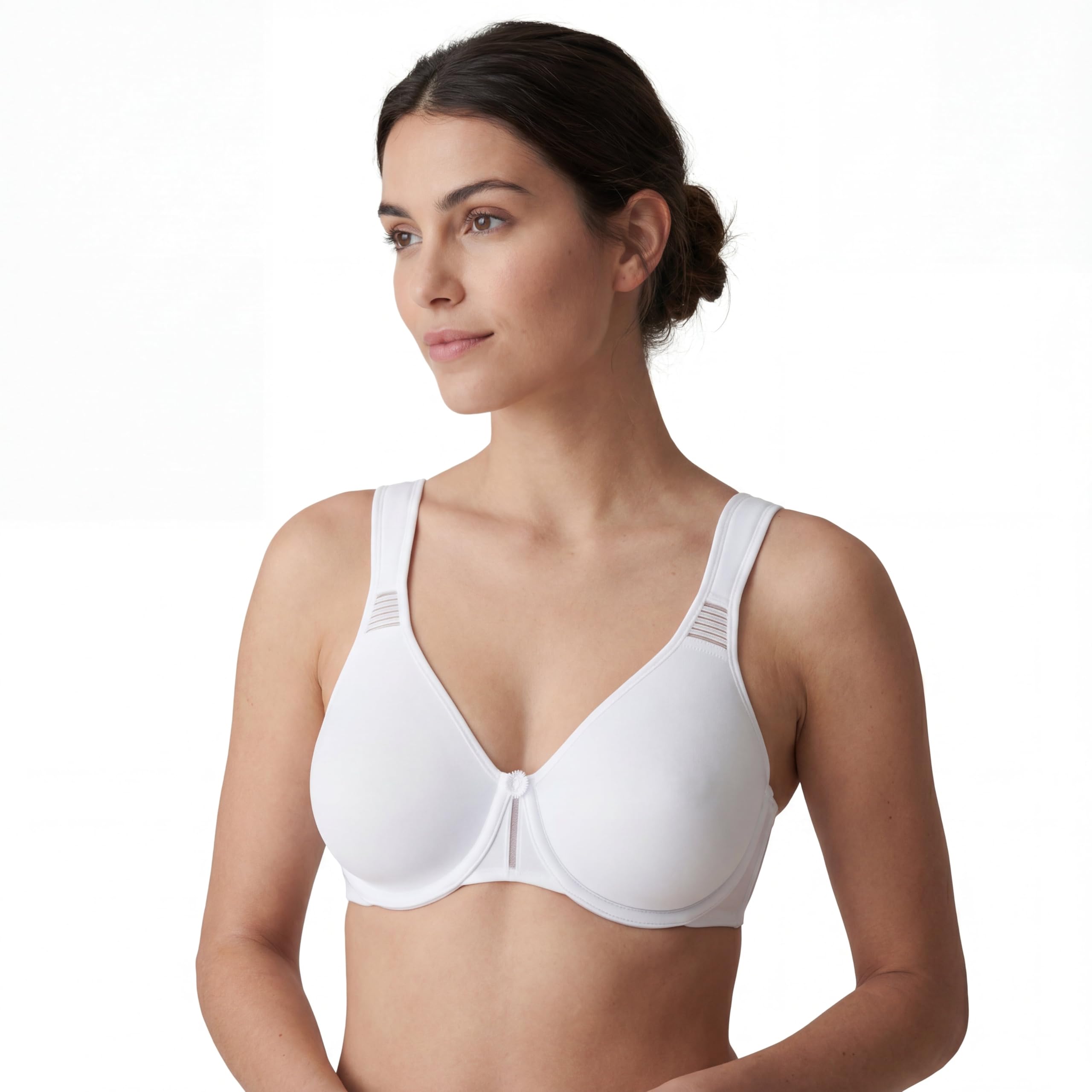 Selene, Sujetador Reductor para Mujer con Tirantes Anchos Confort y Aro, Sin Relleno, Colección Lorea, Color Blanco, Talla 100D