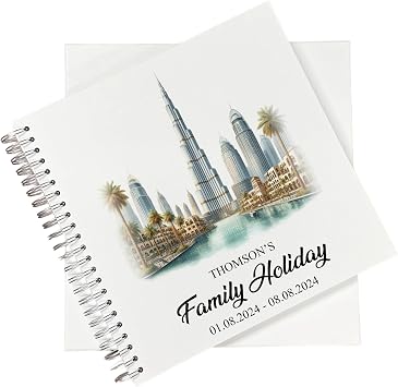 Personalised Dubai Holiday Memory Scrapbook Journal Photo Albums Burj Khalifa, 12 x 12 Inches
