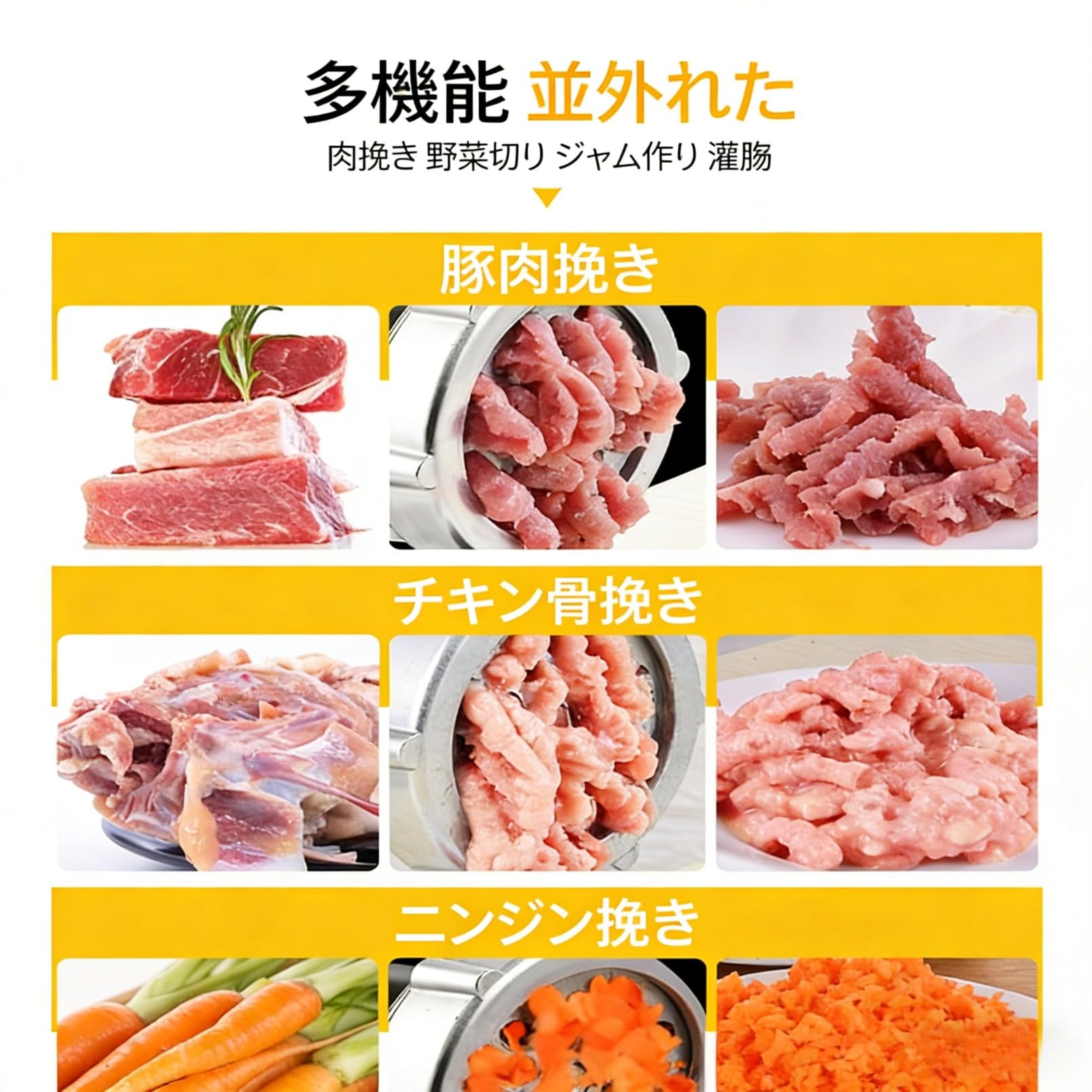 Amazon.co.jp: Hxuolueステンレス製 手動ミンサー 吸盤固定式 家庭用