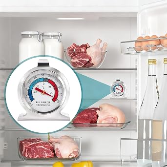 2 Pack Fridge Thermometer Refrigerator Thermometer, Large Dial Freezer Thermometer with Dual-Scale for Freezer Refrigerator Fridge Temperature Cooler