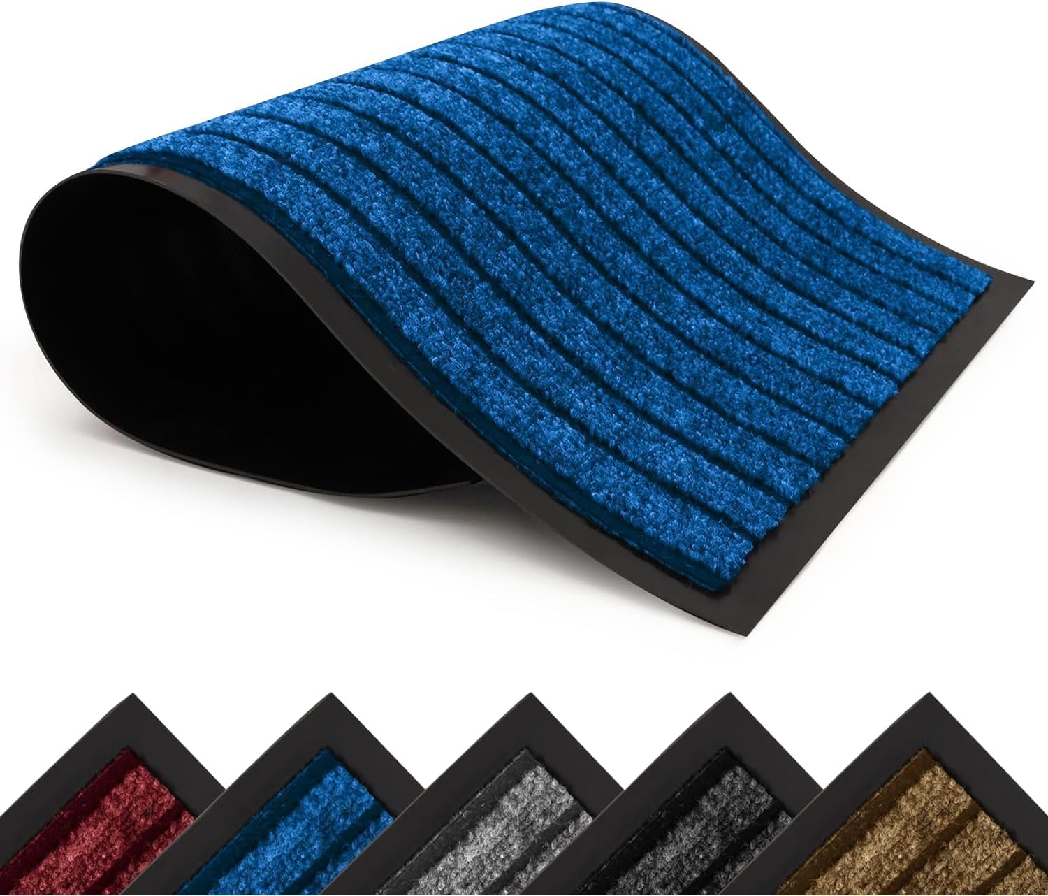 BedLooms Blue Door Mats Indoor & Outdoor – (60cm x 90cm) Washable Non-Slippery Heavy Duty Doormats - Stylish & Large Rubber Mat - Perfect Dust Grabbing Floor Mats — image 1
