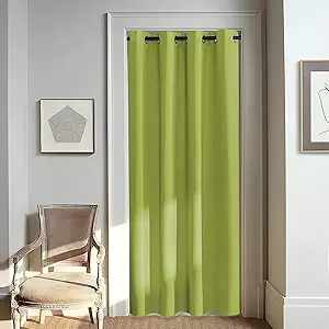 NICETOWN Door Curtain for Closet Doors 80 Inches Long 1 Panel, Blackout Doorway Curtain for Open Closet Bedroom, Room Divider Living Room for Privacy (Fresh Green, 1 Panel, 46W x 80L)