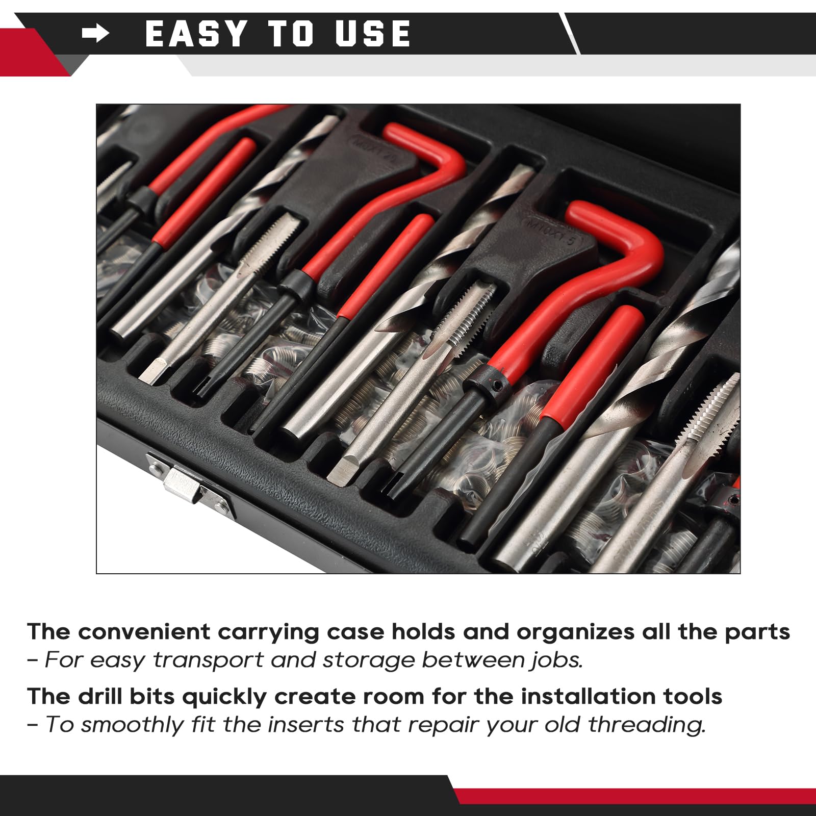 Kit Réparation Filetage Helicoil 131 Pièces M6 M8 M10 – Taps, Embouts, Forets, Inserts Pour Moteurs Et Pièces Auto