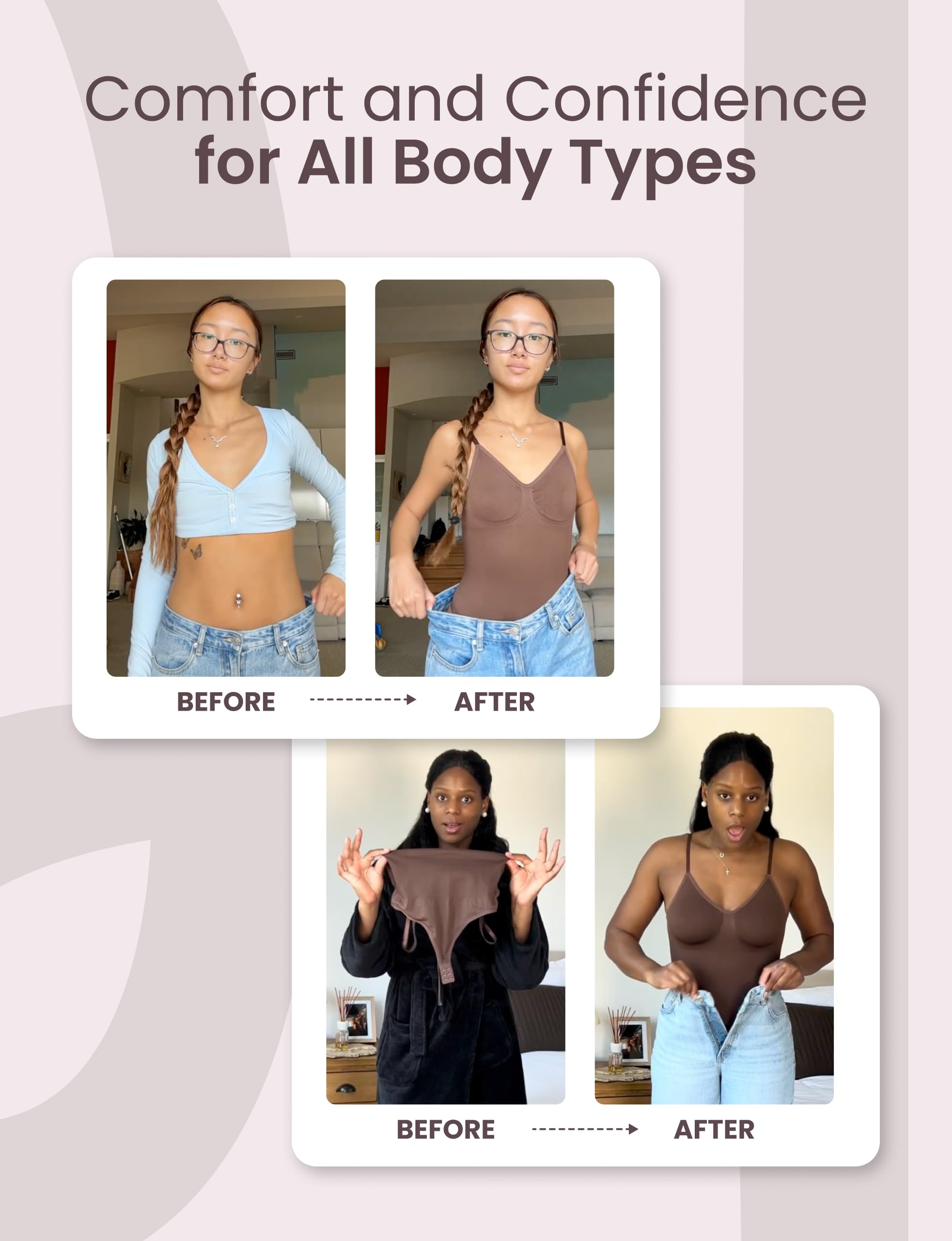 HeyShape - Women's Seamless Tummy Control Shapewear Bodysuit - Sculpting Tank-Style Snatched Waist Thong