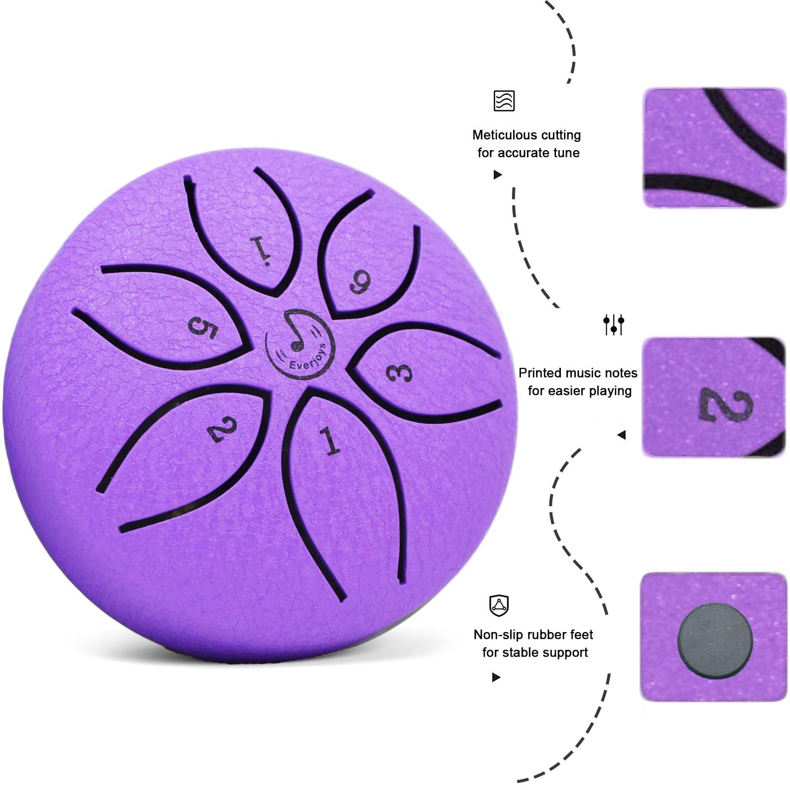 Rain Drum for Outside- Steel Tongue Drum 3 Inch 6 Notes C-Key Handpan Percussion Instrument with Cloth Bag,Music Book and Mallets - Image 2