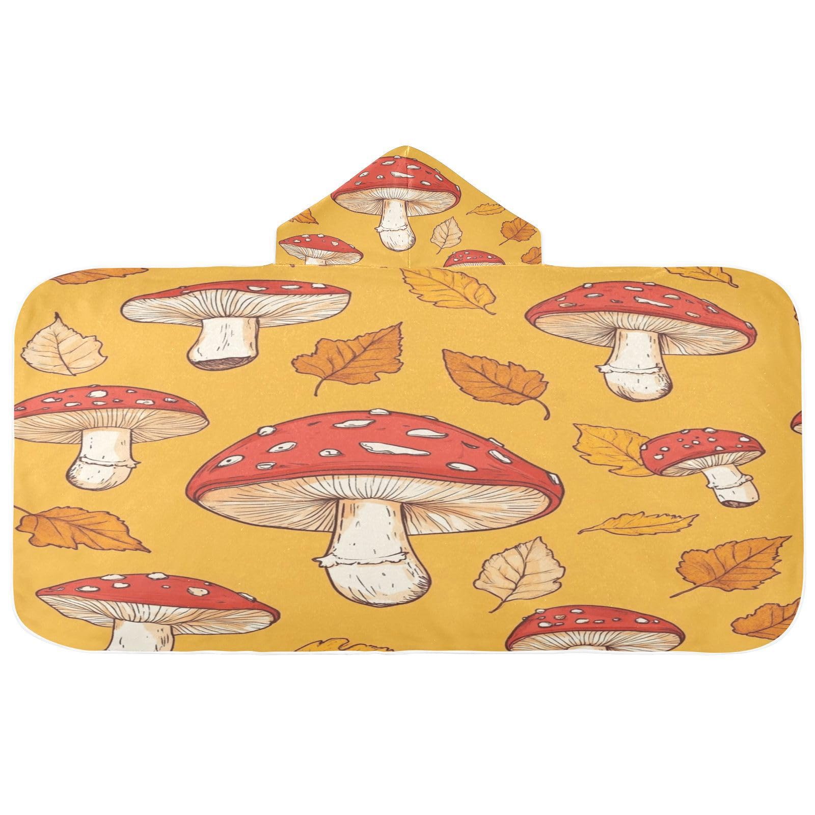 Kigai Mushroom Hooded Beach Towel for Kids Soft Absorbent Quick Dry Bath Towel with Hood Lightweight Toddler Shower Pool Bath Wrap for Boys Girls