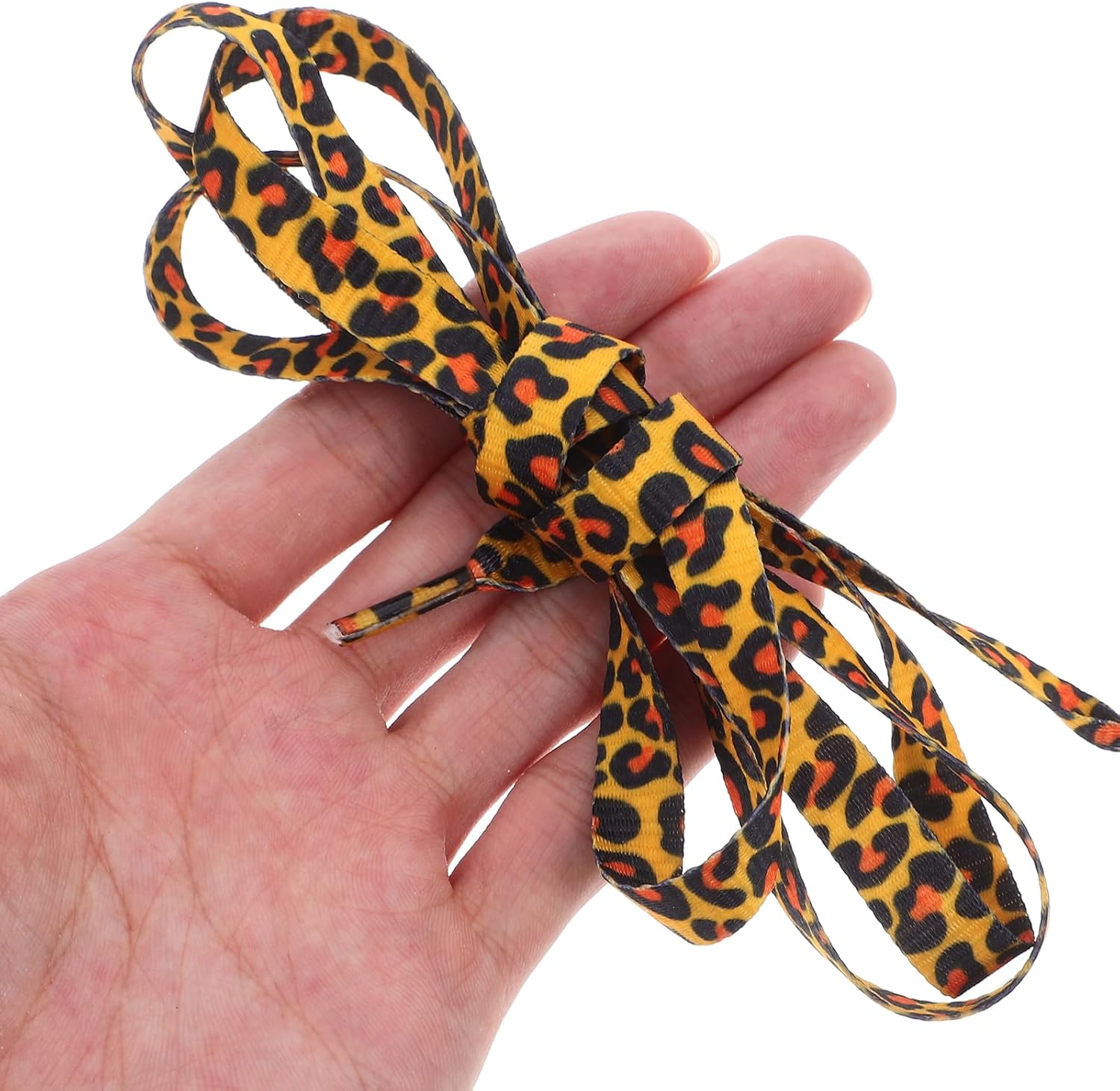 Holibanna Leopard Print Shoelaces 4 Pairs Flat Polyester Shoe Laces Creative Shoe Ties Replacement for Sneakers Casual Running Shoes Fashion Animal Print Laces