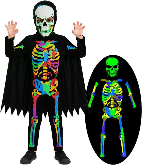Kids Halloween Skeleton Costume Glow in The Dark Jumpsuit