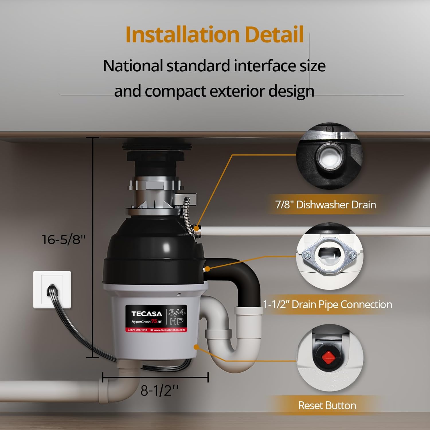 36 inch Kitchen Sink & 3/4 HP Batch Feed Garbage Disposal