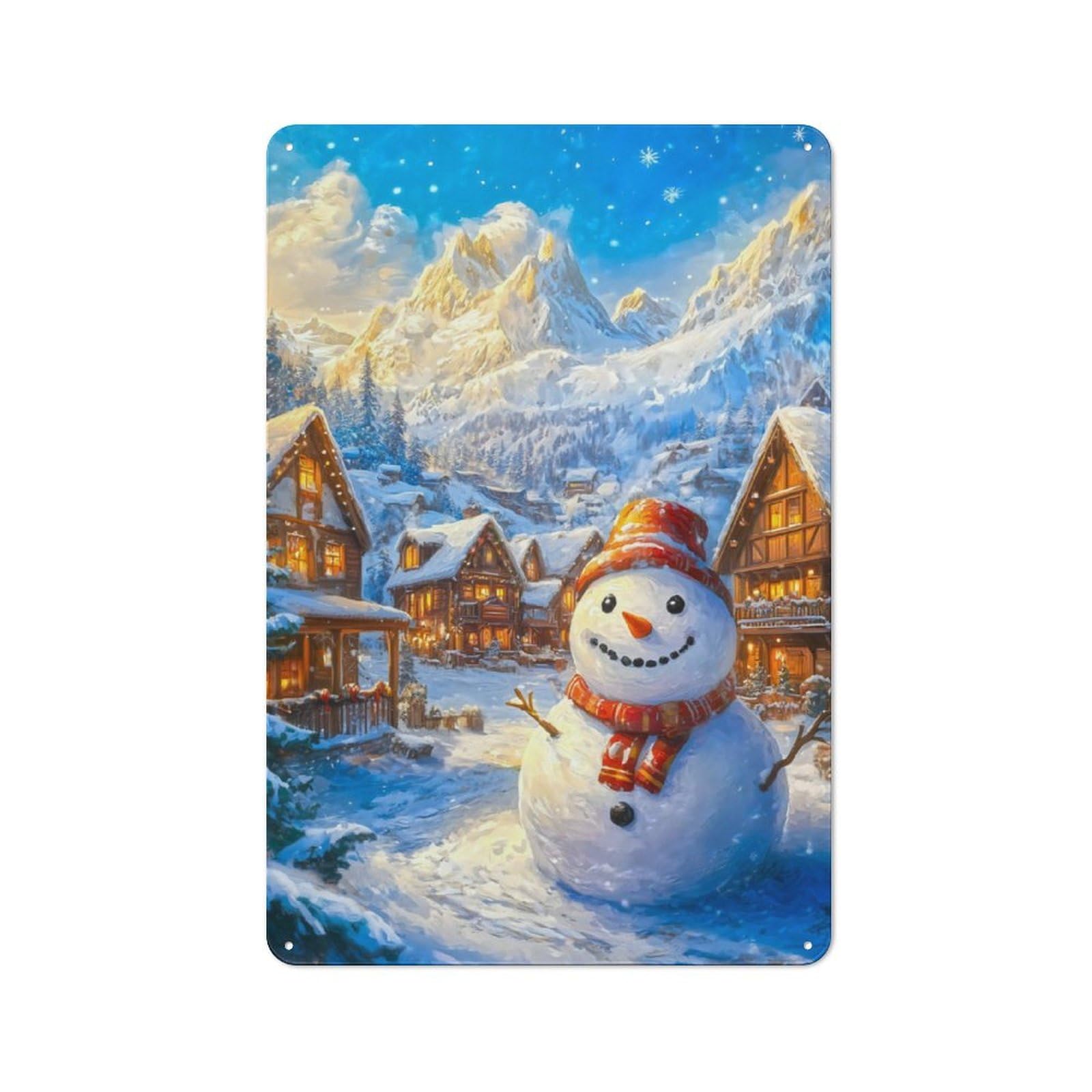 Junmoney Snowman Winter Wonderland Rustic Tin Sign 30X20cm Featuring For Garage Wall, For Vintage Wall Decor Fans, For Home Office And Studio Walls