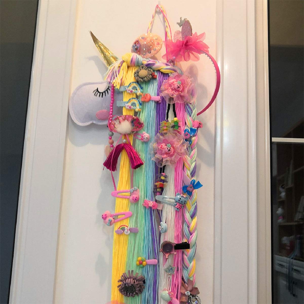 Unicornio Pinza Pelo Organizador Cabello Diadema Colgante Almacenamiento 2 Piezas para Niñas Bebé Habitación Fiestas