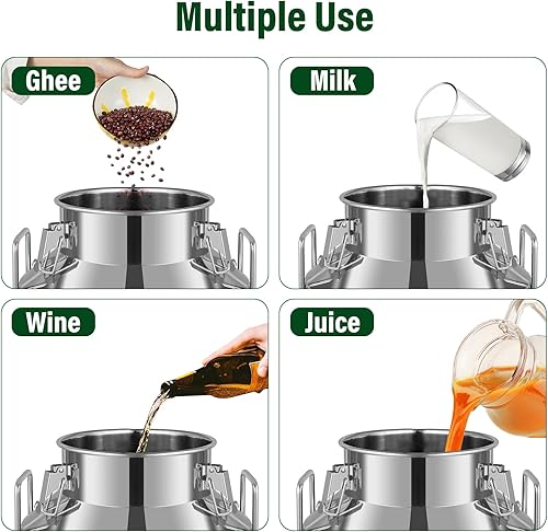 Miniatura 8 de Lata de leche de 7.39 gales28 litros  Jarra de leche de acero inoxidable 304, mango grueso con tapa sellada, cubo de leche resistente, recipiente de