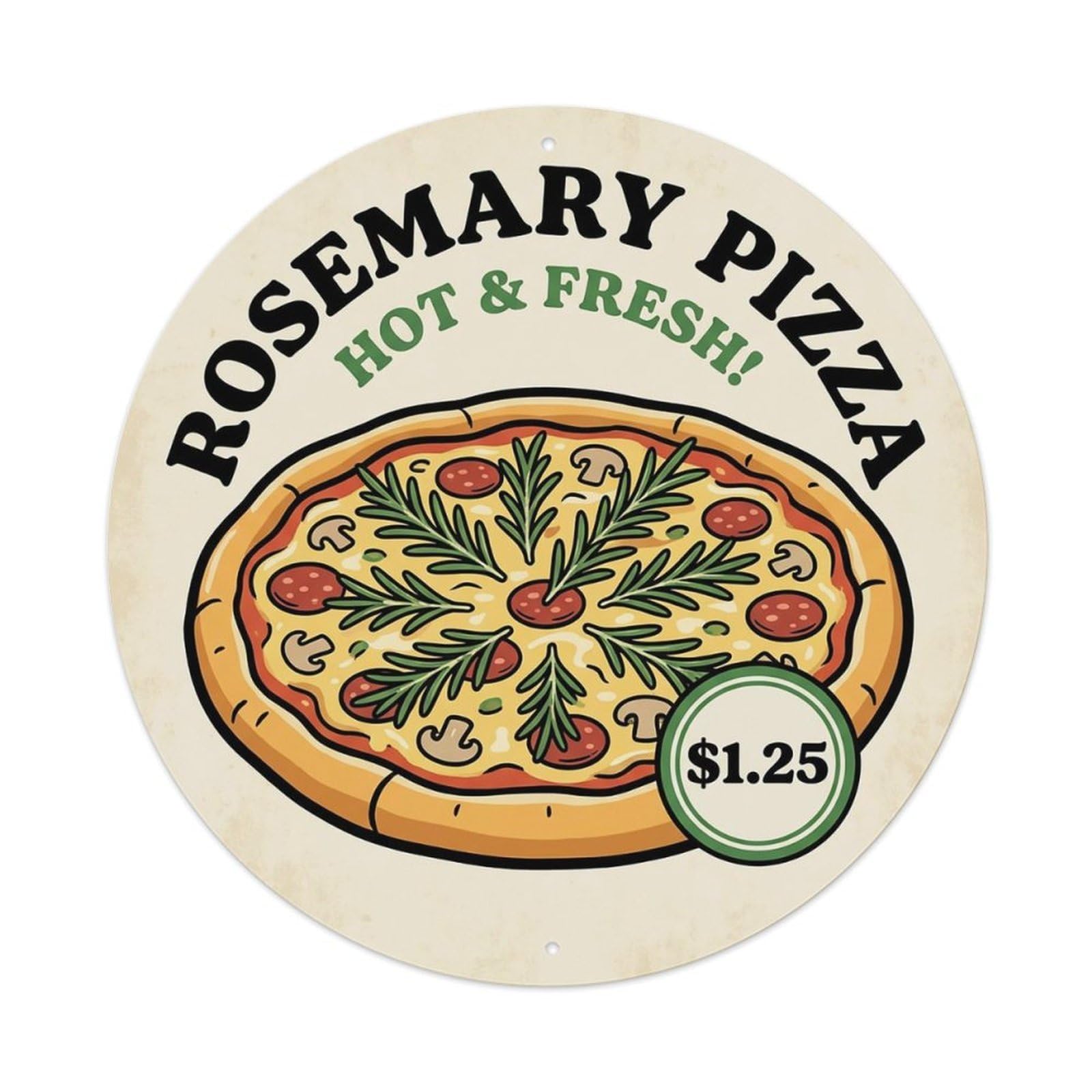 Huiyhb 8X8inch(20X20cm) Vintage Pizza Slice Italian Traditional Cuisine Rosemary Metal Tin Sign
