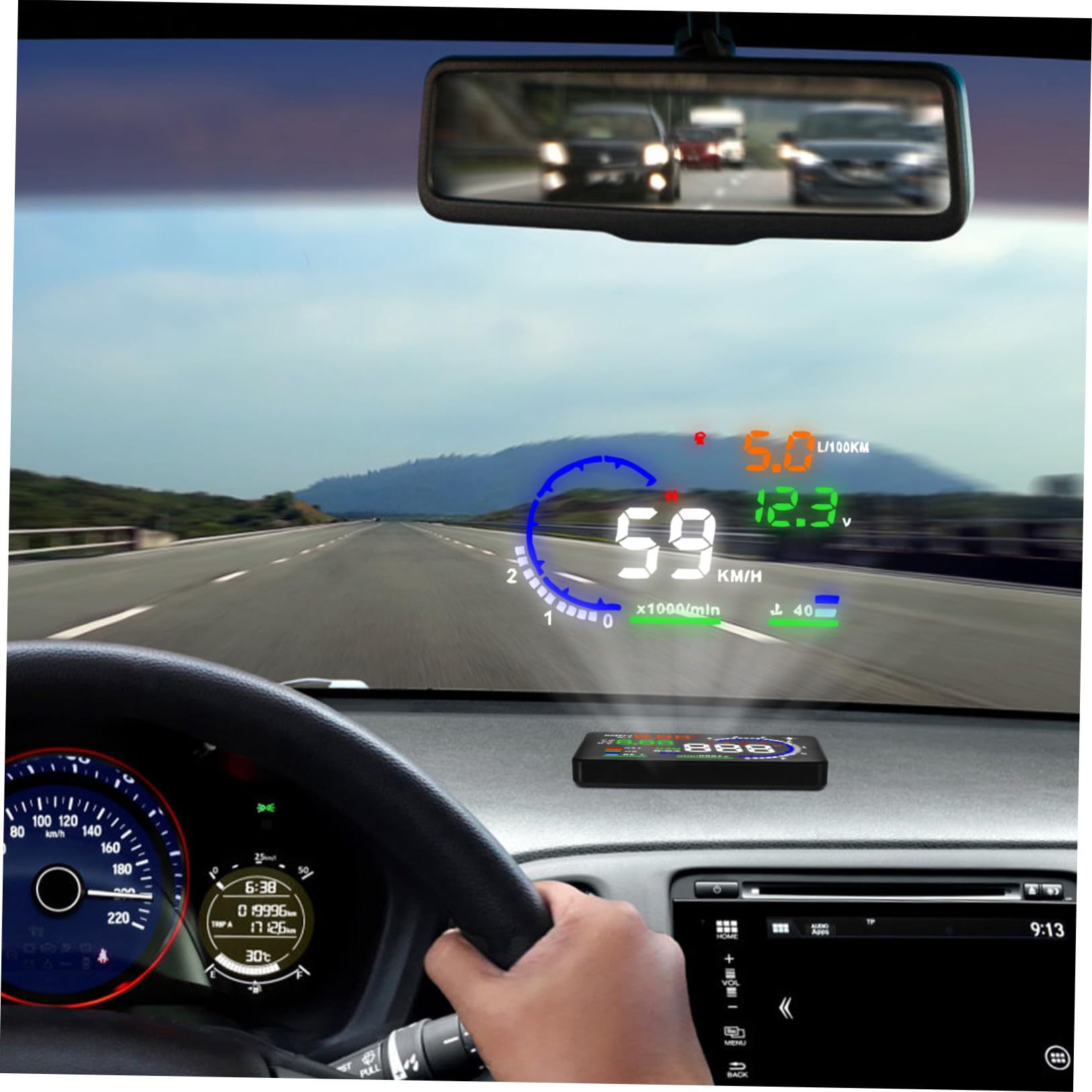 Display Auto Head-up con Proiezione Regolabile Schermo Riflettente Portatile per Velocità Promemoria Sicurezza per Viaggi Lunghi Tragitti Urbani e Guida Notturna