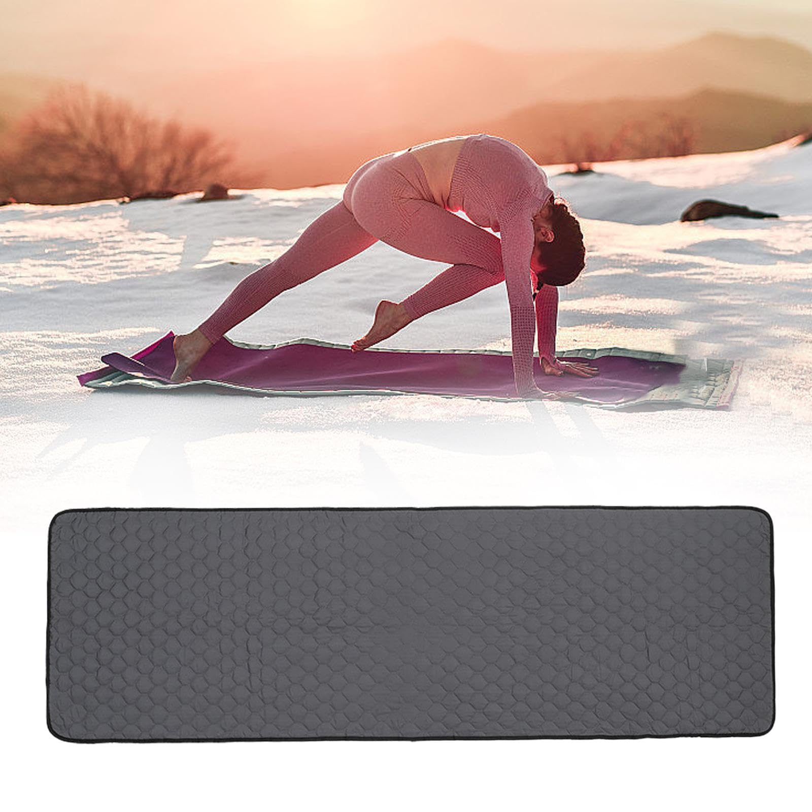 Milageto Almohadilla térmica eléctrica con bolsa de almacenamiento, saco de dormir portátil y cómodo para el invierno, para deportes al aire libre, acampadas y, Negro Y Gris